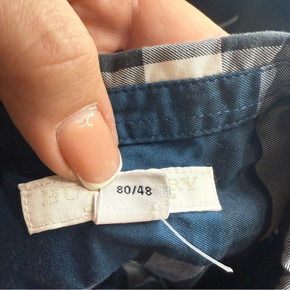 Burberry Baby Boy Navy Blue Checked Shirt 18 Months - Picture 6 of 10